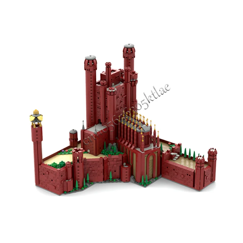 Hot 4582 Parts MOC Medieval Retro Red Castle Building Block Retro Architecture Model Display Toy Kids DIY Assembly Birthday Gift