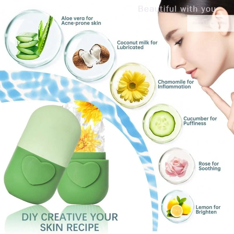 

Ice Roller For Face And Eyes Beauty Massage Silicone Ice Mold Cooling And Firming Facial Skin Ice Roller Leak-proof Reusable