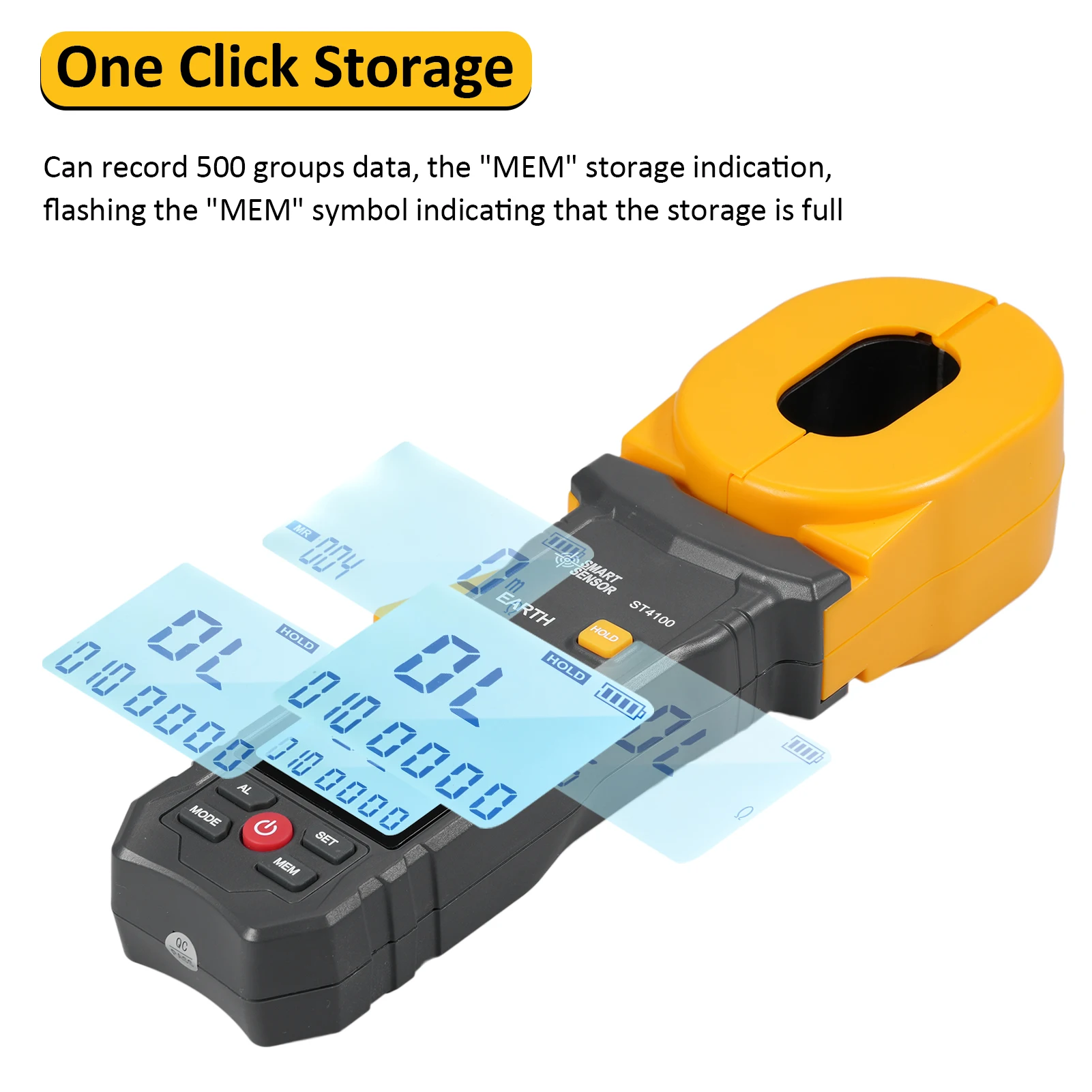 Ground Earth Resistance Tester 0.01-1200Ω 500 Groups Data Storage Multifunction Digital Clamp Meter with LCD Display Alarm Clamp