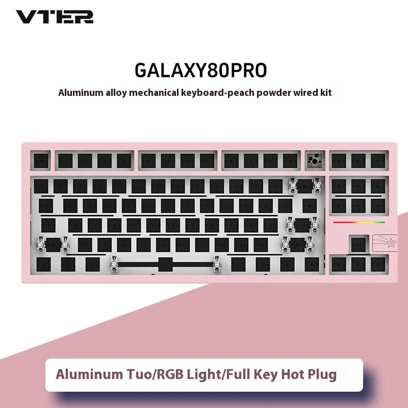 Imagem -05 - Kit de Teclado Mecânico Vter-alumínio Junta Tri-mode sem Fio Jogo de Metal Cnc Rgb Custom Galaxy80 Pro 88 Chaves