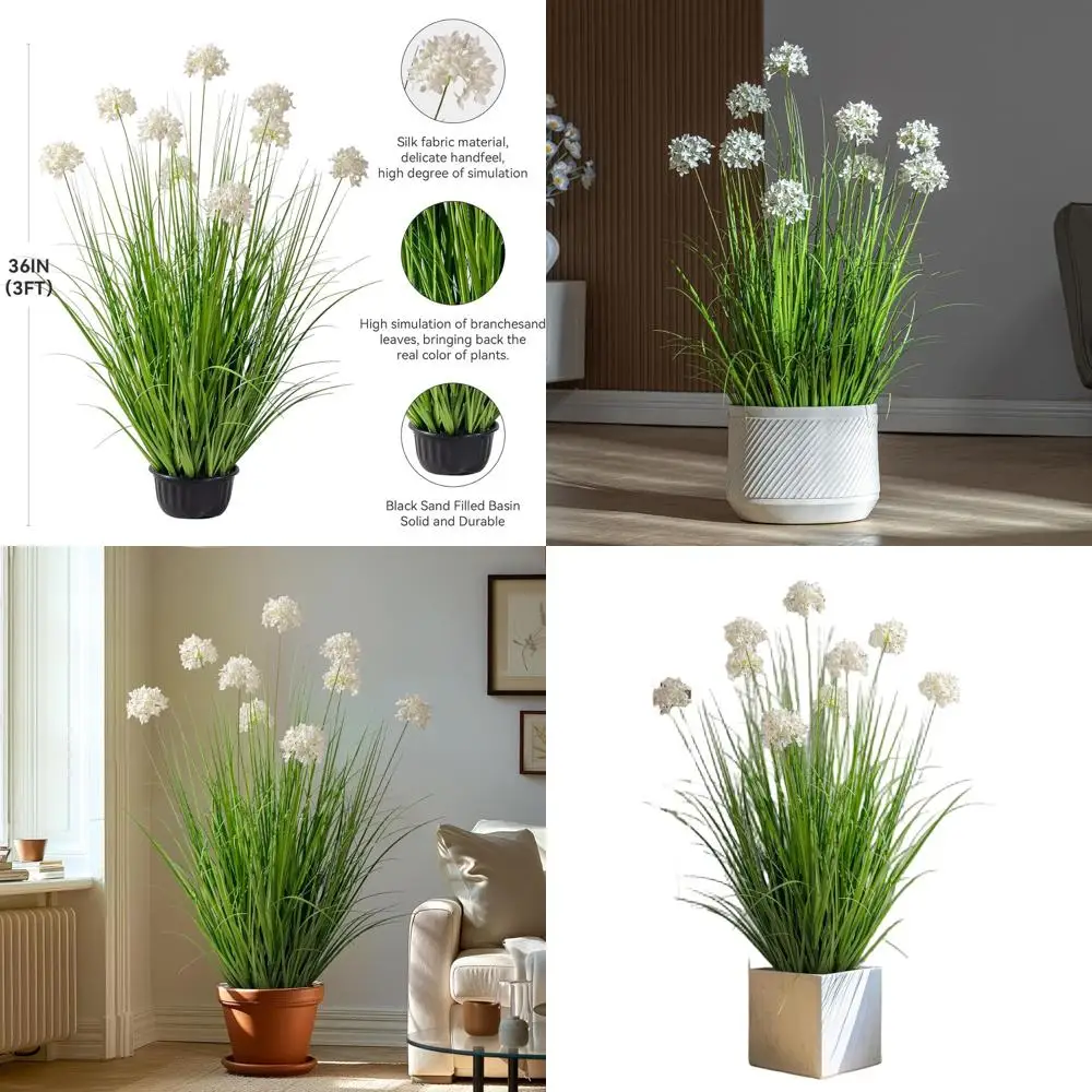 

Realistic 36in Tall Grass Plant with 9 Dandelions, Safe & Odor-Free for Home Decor