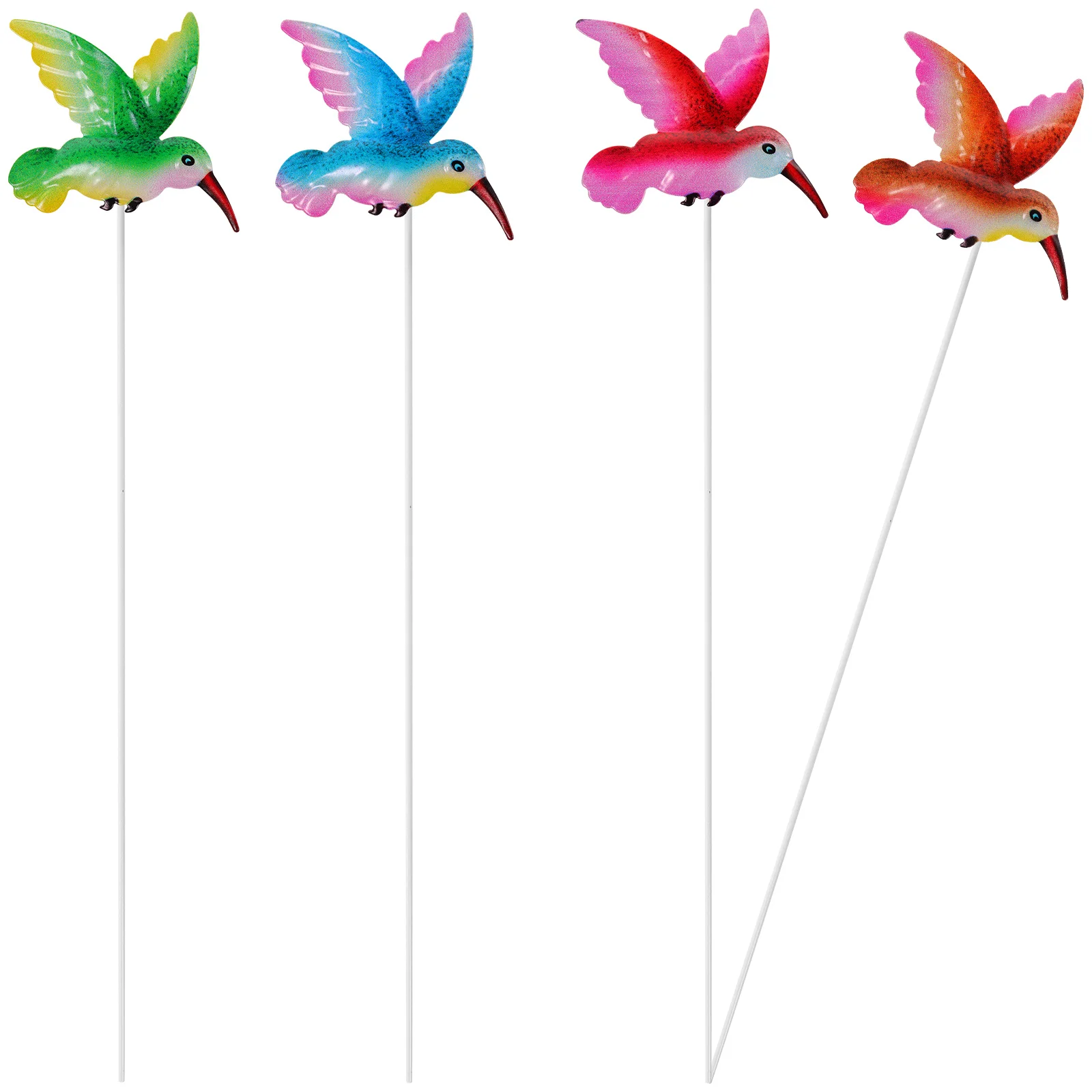 

4 Pcs Iron Garden Insert Home Decor Yard Stake Bee Indoor Hummingbird Stakes Metal