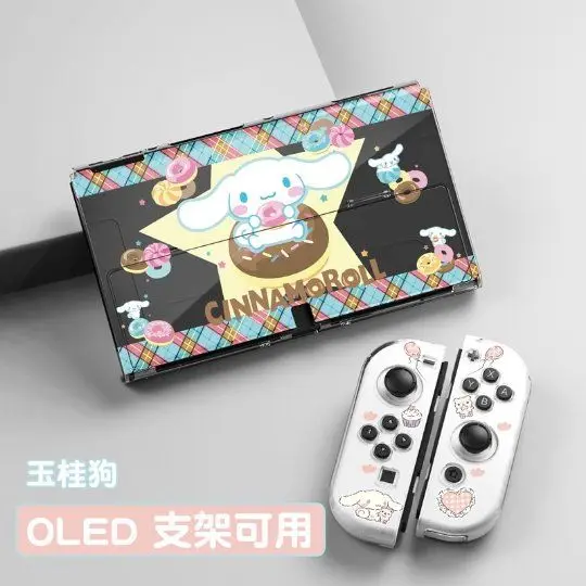 Kawaii Sanrio Cute Cartoon Protective Case for NS OLED Console Hard Host Shell Soft Split Handle Cover Game Accessory New Style