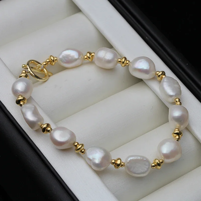 

Natural Freshwater Baroque Pearl Bracelet For Women,Fashion White Pearl Charm Bracelet Wedding Gifts