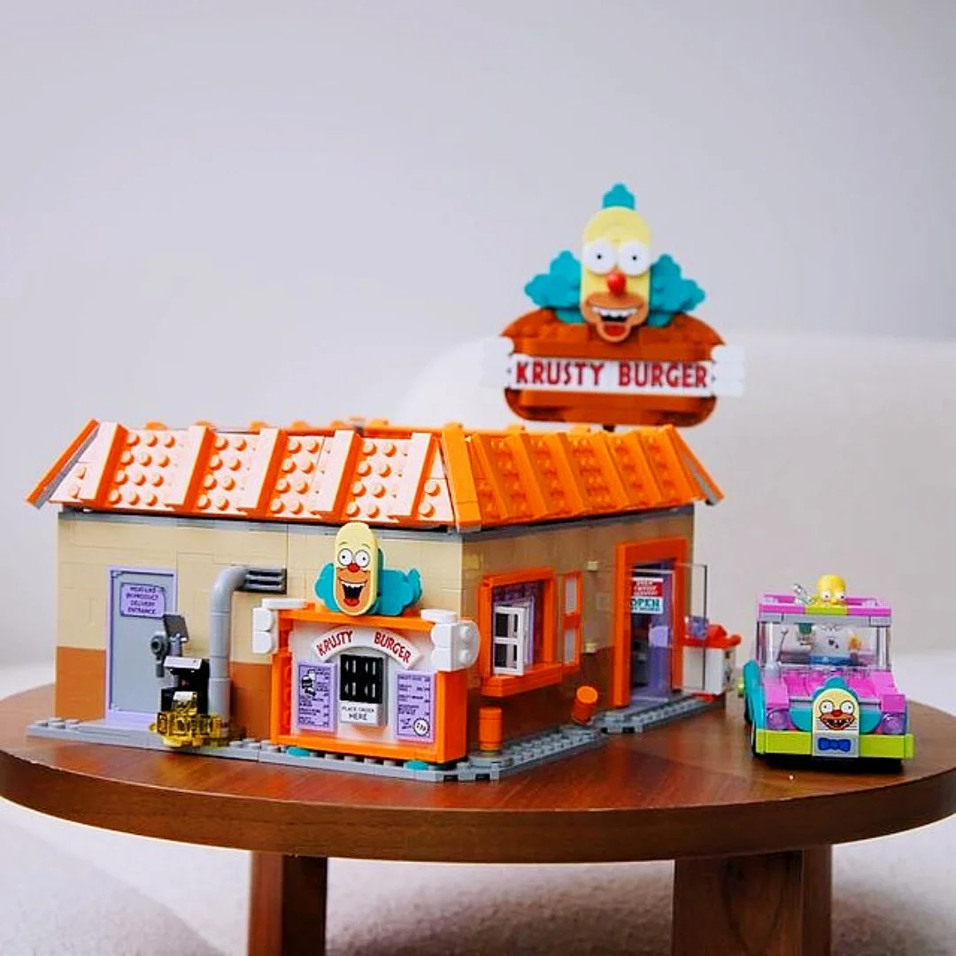 

1635pcs 2025 Street Scene Krusty Burger Building Blocks Construction Model Bricks Toy for Children Birthday Christmas Gift Set