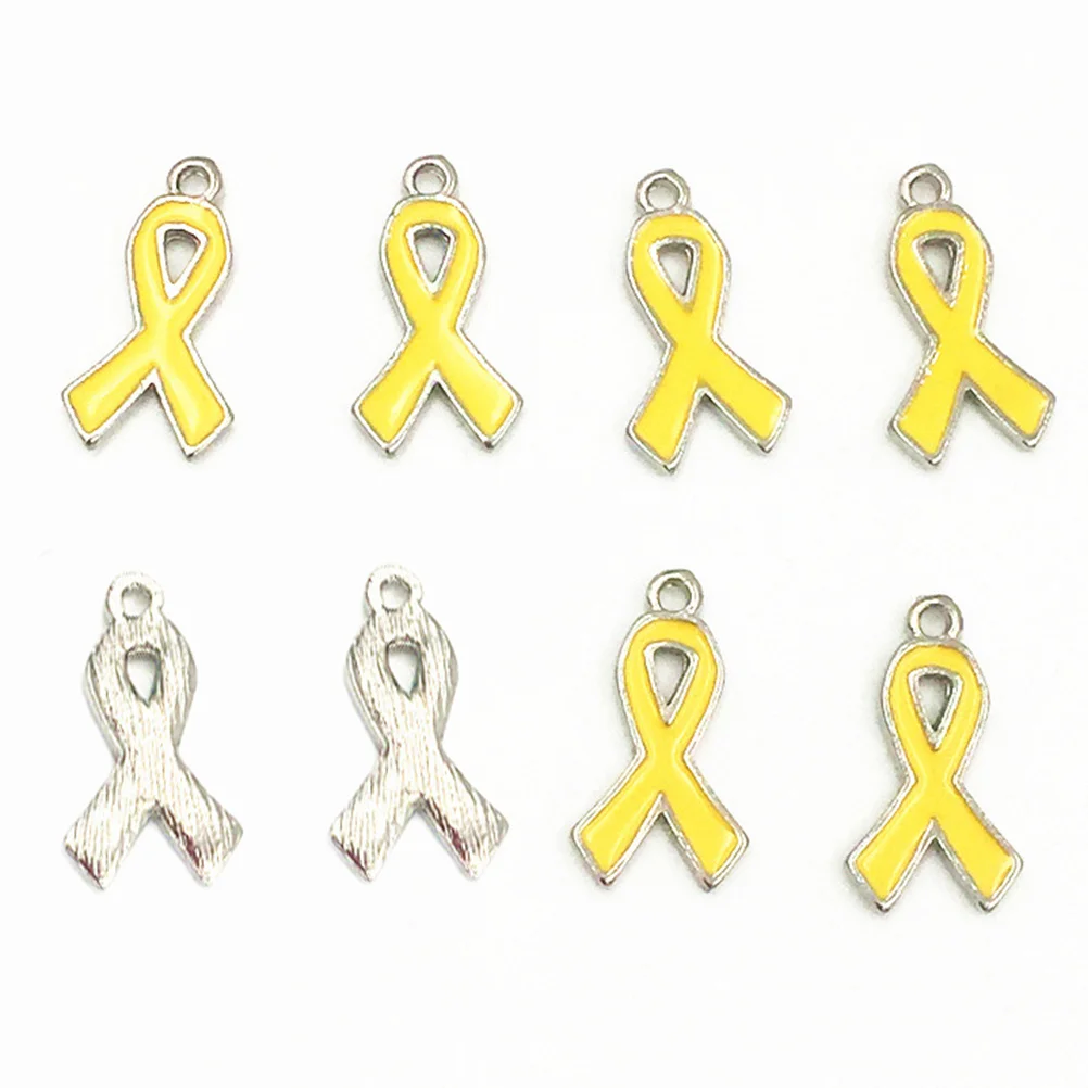 

50pcs Ribbon Pendant Alloy Charms For Diy Jewelry Making Keychain Necklace Decor Women Girls Yellow Fade Resistant Light Color
