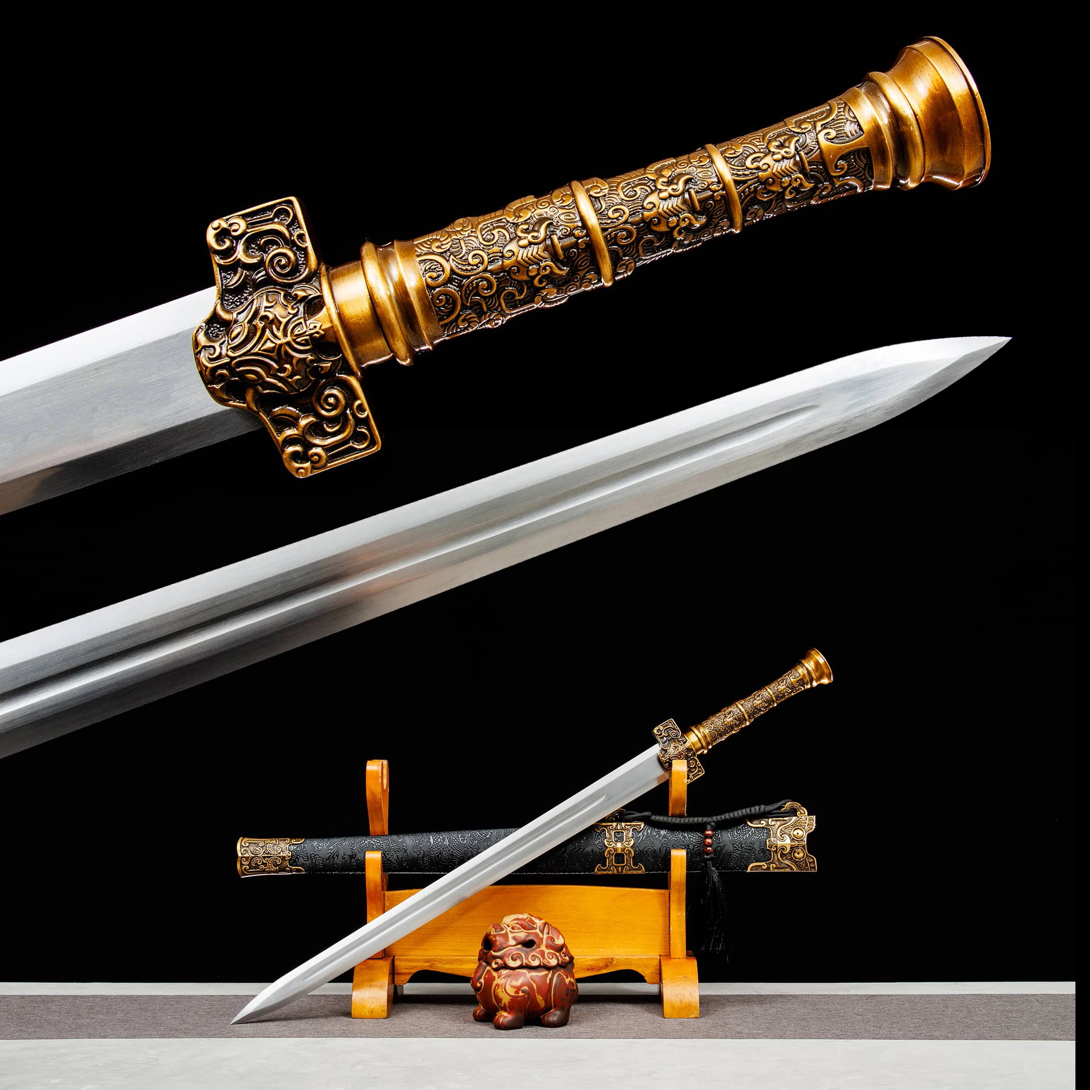 

81cm medieval short sword cosplay Chinese shadow-slaying Han sword katana weapons Carbon steel sharp samurai sword Knight Ninja