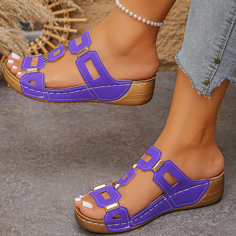Large Size Roman Style Women's Sandals Open Toe Beach Slippers 2026 Summer Wedges Comfortable Outdoor Slip-On Shoes for Women image 6