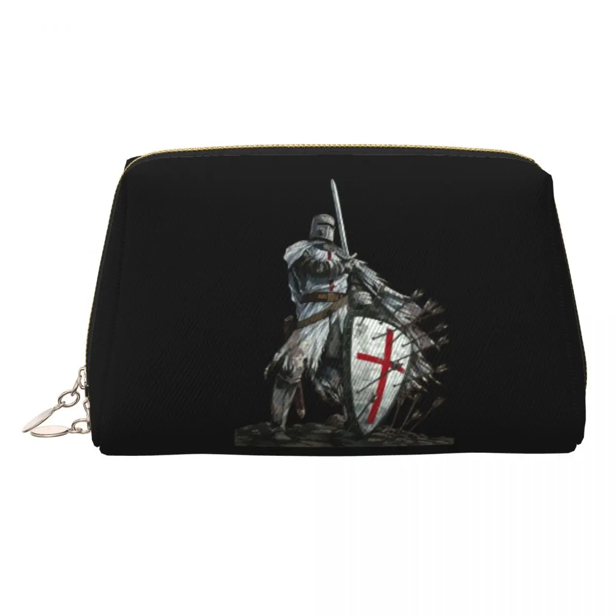 Bolsa de maquillaje de guerrero templario de Caballeros, organizador de cosméticos de viaje para mujer, bonito escudo templario Medieval, bolsas de aseo de almacenamiento cruzado