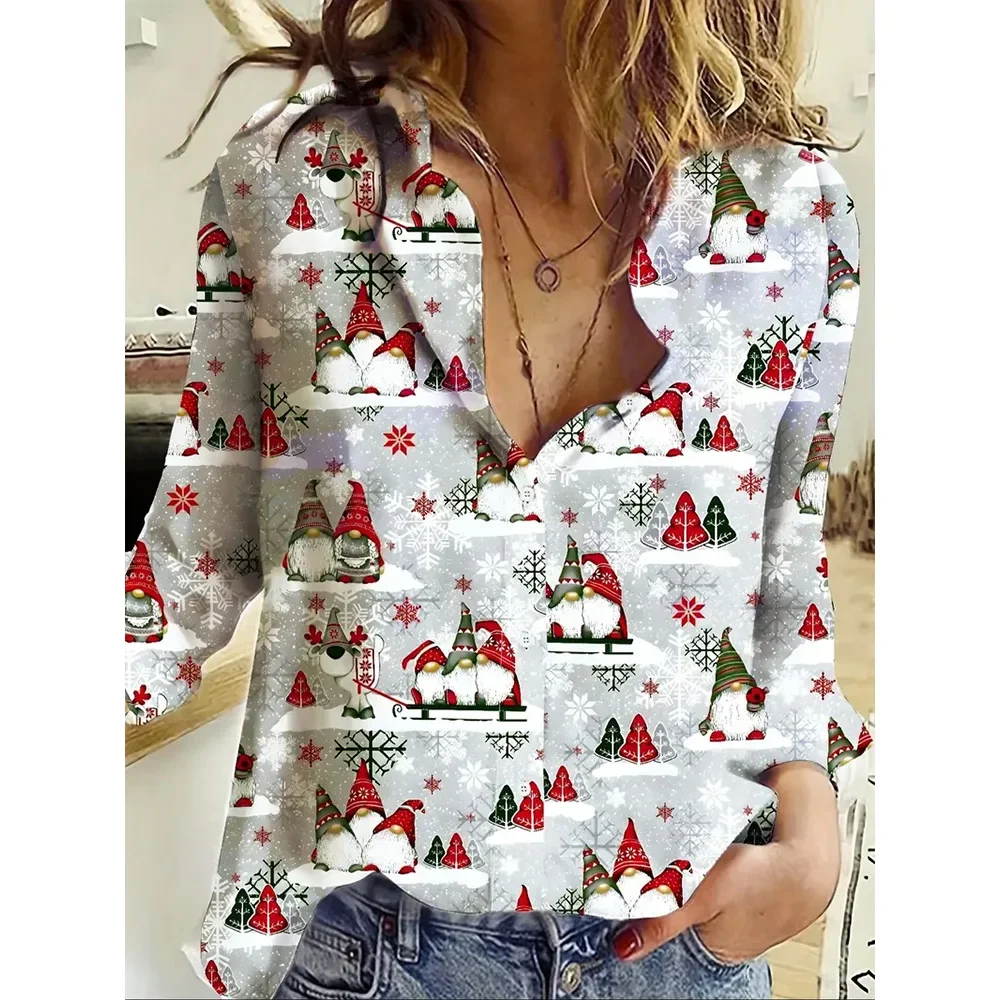 Women's Fashionable Single-Breasted Tops Birds Printed Long Sleeve Shirts Summer Button Basic Shirts Winter Spring Oversizesd