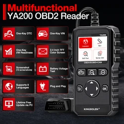 KINGBOLEN YA200 OBD2 Scanner Multilingual Car Diagnose Tool for Engine Code reader DTC Lookup Voltage Test Lifetime Free Update