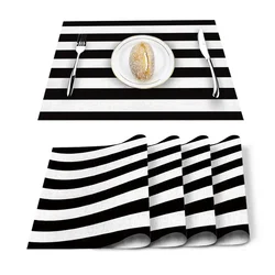 Stripes Black White Simple Pattern Table Mat Kitchen Decoration Placemat Table  For Wedding Dining Accessories Table Mat