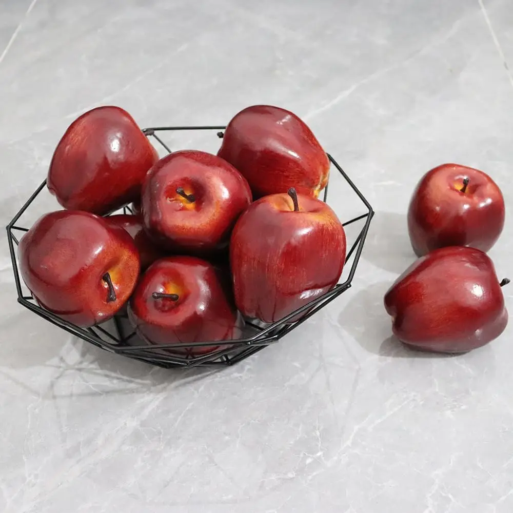 6PCS Artificial Apples Fake Lifelike Fruit Realistic Decoration Party Festival Wedding Kitchen Home Decorative Photography