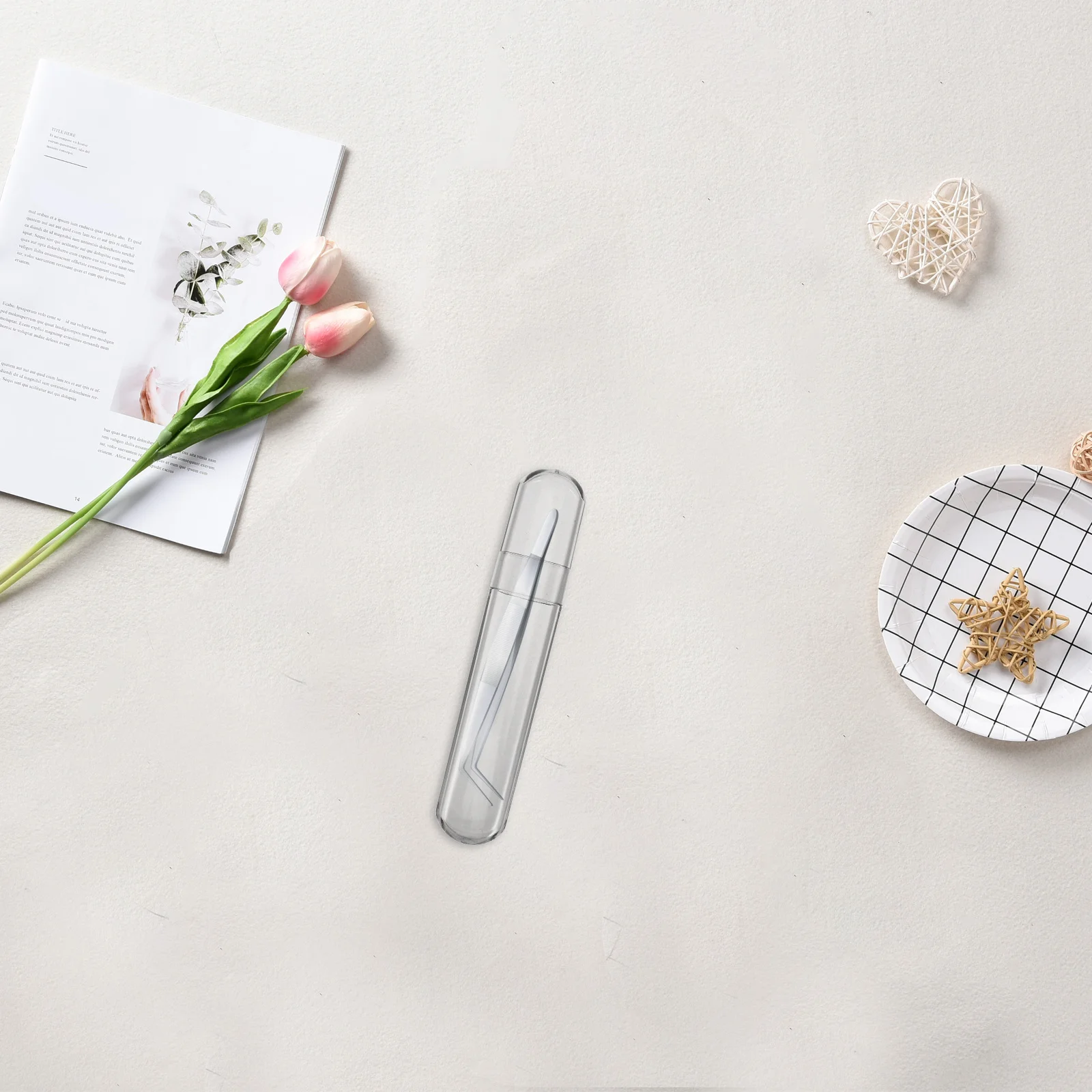 Clear Plastic Storage Tube for Eyelash Tweezers Holder Organizer Case Travel Portable Tweezer Case Small Round Tube for Makeup