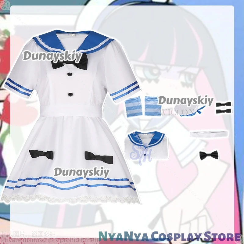 Anime Stocking Cosplay PANTY & STOCKING With GARTERBELT 할로윈 코스튬 JK Kawaii White Sailor Suit Jirai Kei Girls Mini Dress Halloween