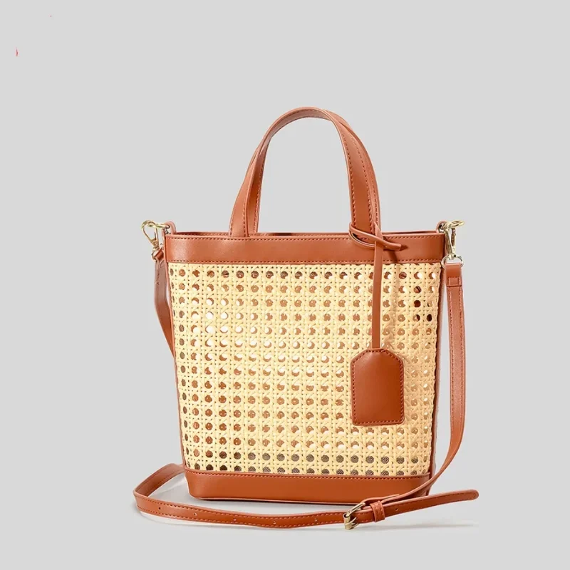 Spring Summer Straw Bags Seaside Vacations One-Shoulder Crossbody Bags Cut-Out Bags Fashionable and Functional