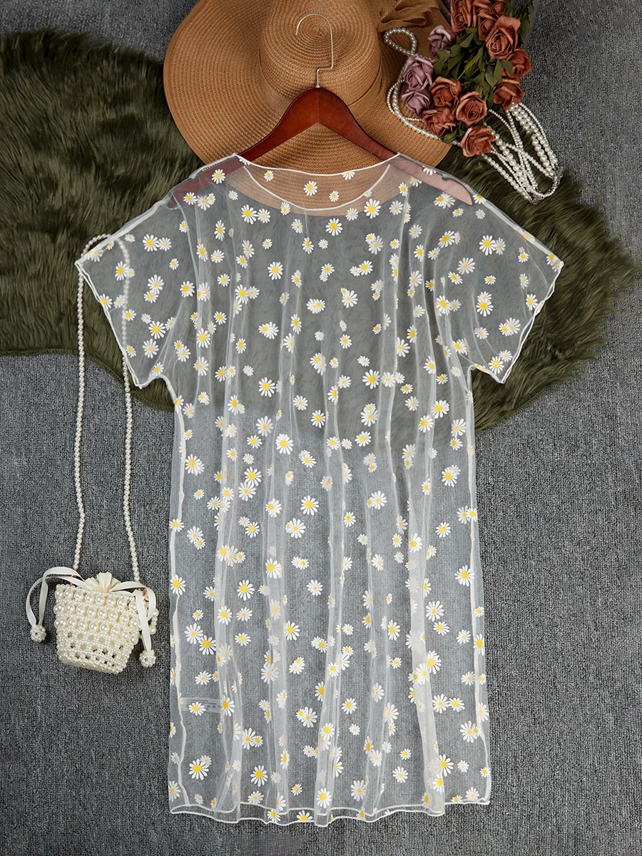 2025 Large Plus Size Print Beach Cover Up Short Sleeve One Piece Swimsuit Women Swimwear Female Bathing Suit Beachwear Swimming