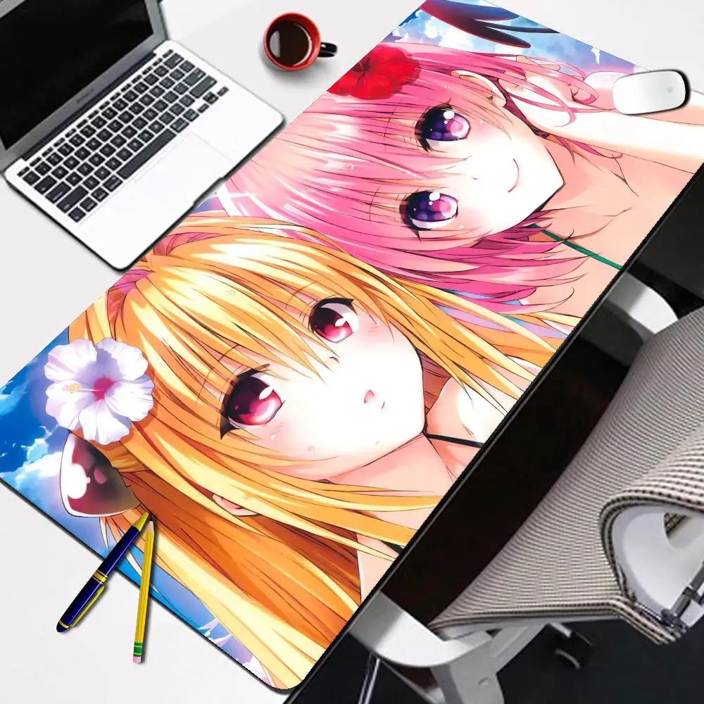 Gummi-Mauspad To Love-Ru HD-Druck, Tastatur-Schreibtischunterlage, Kawai Cute Girl, rutschfeste Schreibtischunterlage, XXL 90 x 40 cm, Schreibunterlage für Studenten