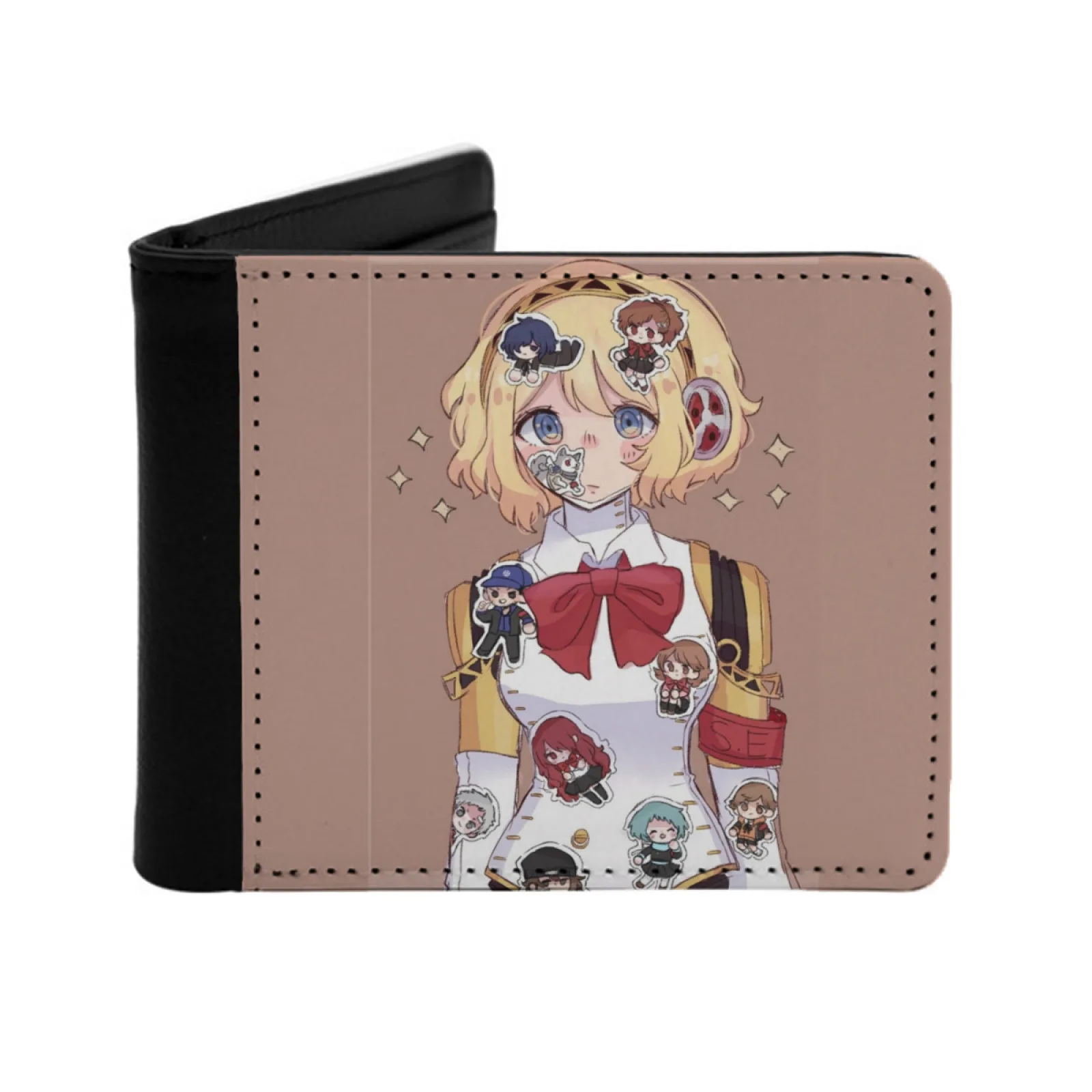 Aigis Persona 3 Men Wallets Card Man Wallet Short Purse Bi-Fold Personalized Purses Aigis Persona 3 Femc Junpei Iori Tatsuya