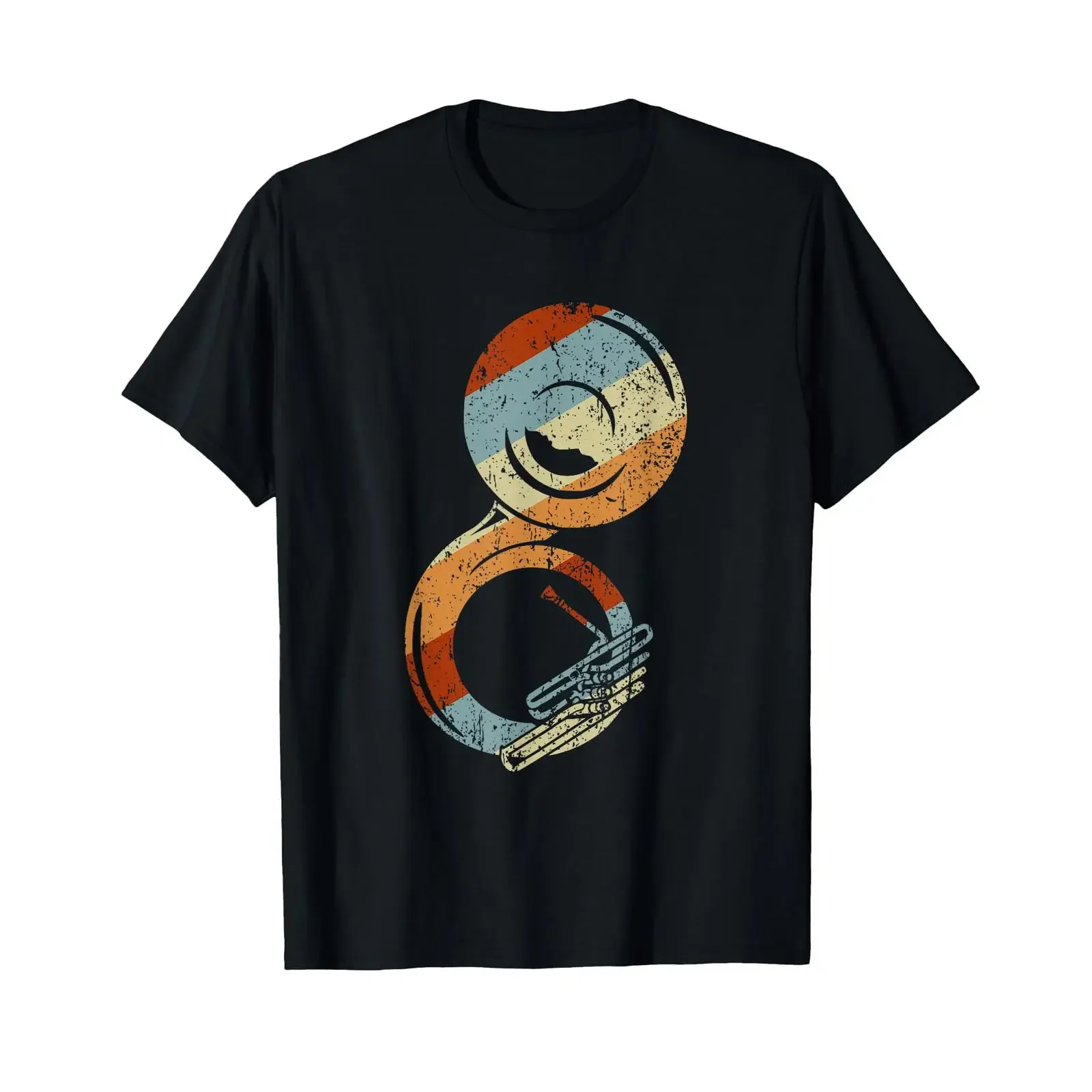 Camiseta Retro Sousaphone Instrument Orchestra Brass Music, negra, vintage, lavada, informal, unisex, ligeramente elástica