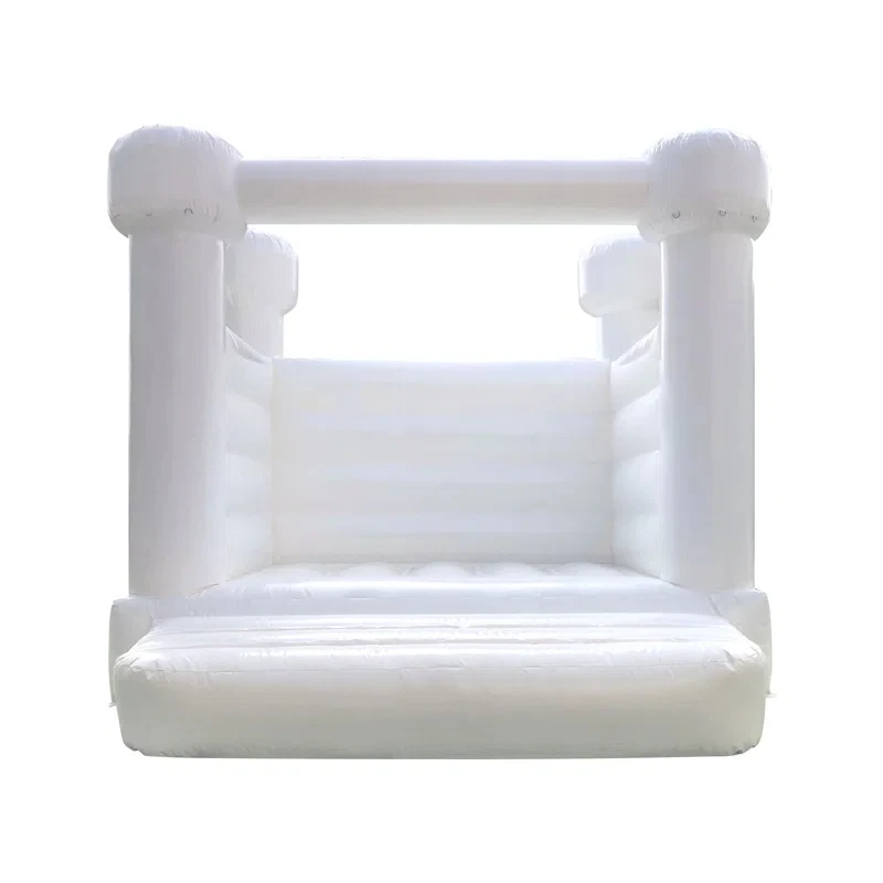 10' X 10' PVC Inflatable White Bounce House with Air Blower Professional Jumping Bouncy Castle Bouncer for Wedding Party