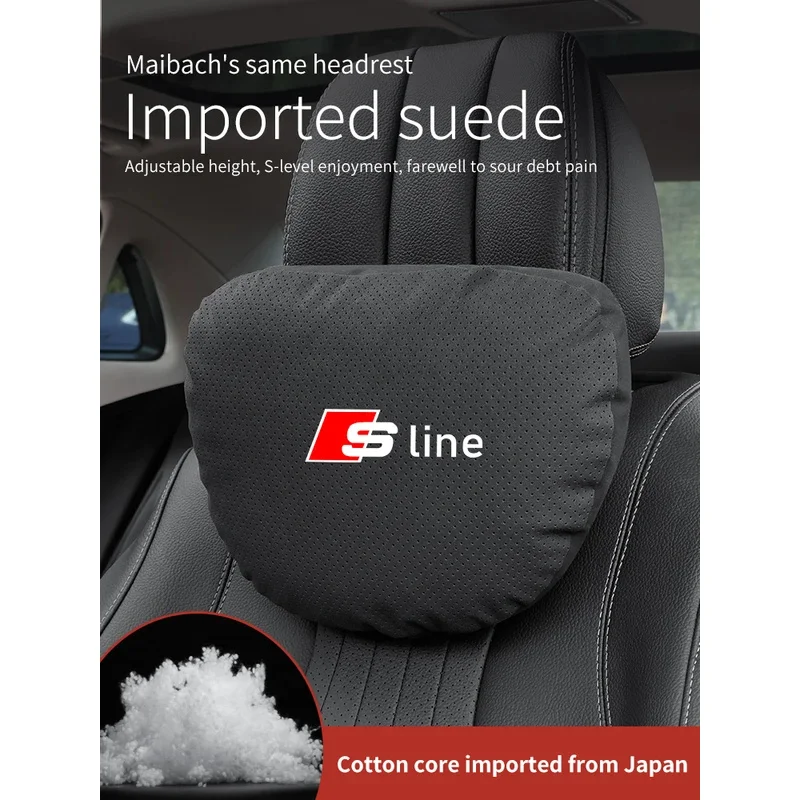 

For Audi Sline A3 A4 A5 A6 A7 A8 Q3 Q5 Q7 Q8 RS3 RS4 S3 S4 Suede Car Headrest Neck Support Seat Lumbar cushion Soft Neck Pillow