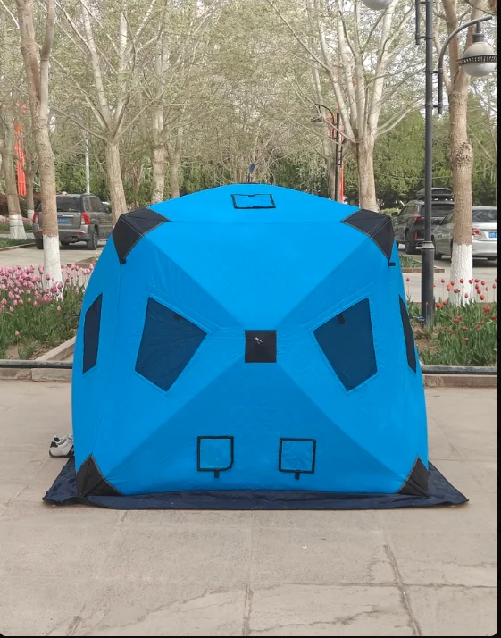Fully Automatic Winter Ice Fishing Tent with Chimney Hole, Transparent Window, Quick Opening, Portable