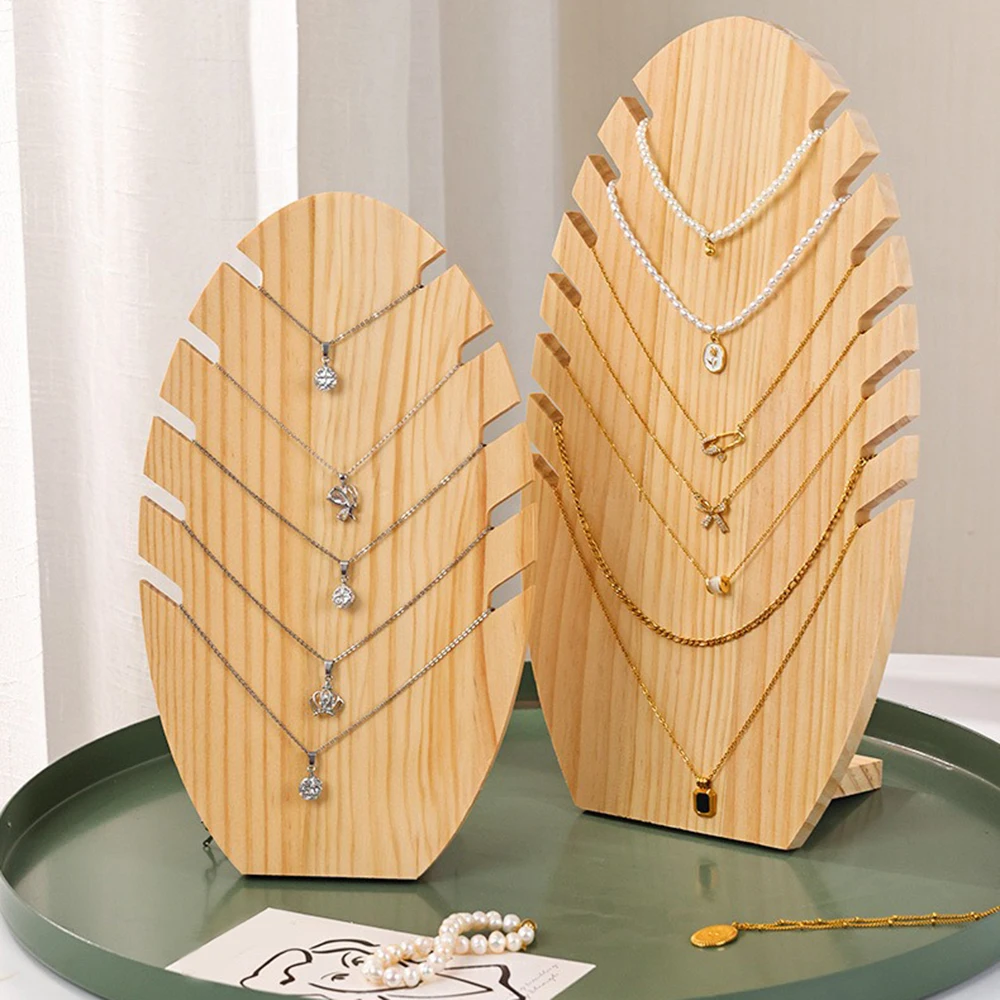 

Jewelry Necklace Display Stand Organizer Solid Wood Flame Shape Necklace Holder Necklaces Pendant Display Organizer