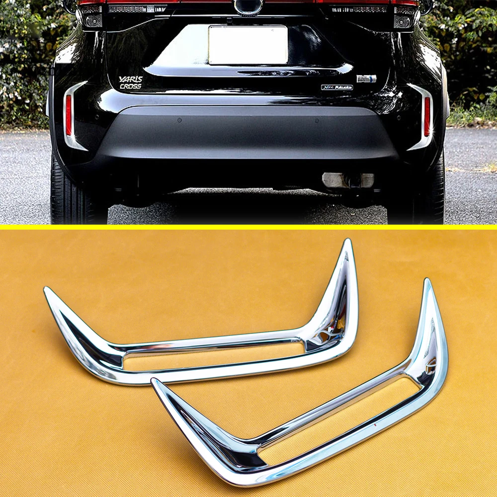 

For Toyota Yaris Cross 2021 2022 2023 2024 2025 2026 Glossy Chrome Rear Bumper Reflector Fog Light Cover Trims