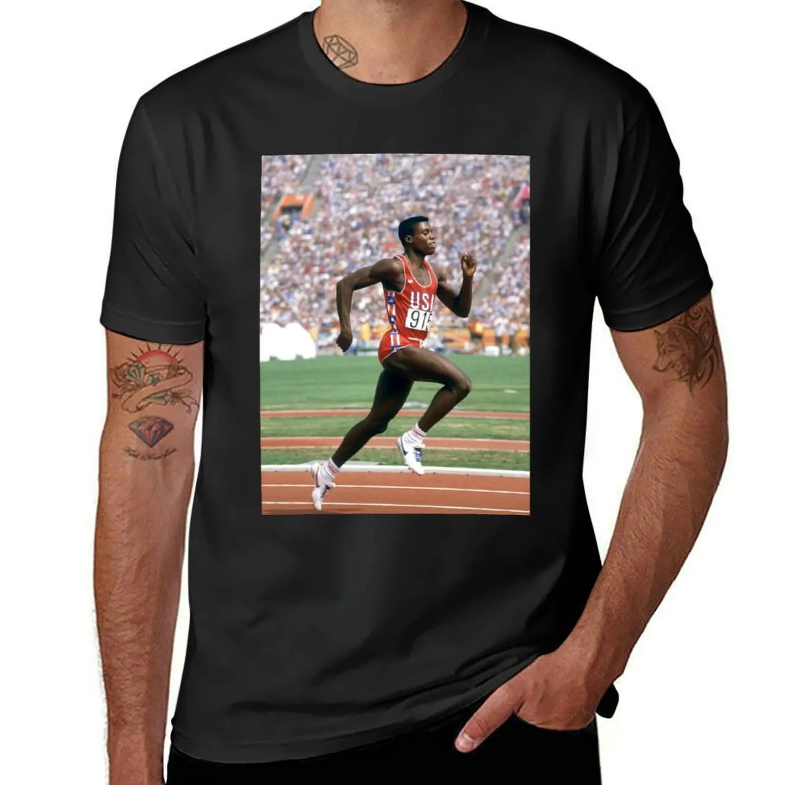 Carl Lewis T-Shirt tops quick drying tees blacks t shirt men