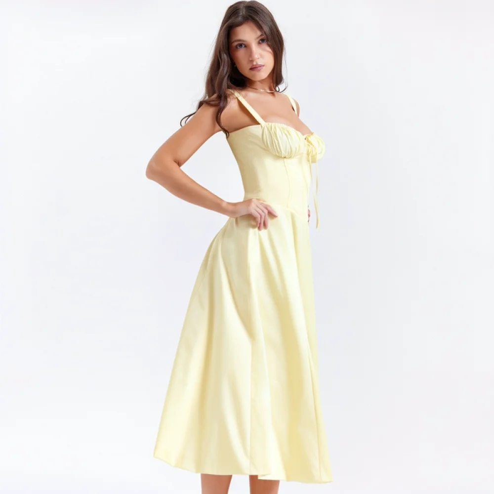 Women Summer Sling Dress Casual Slim Midi Skirt Elegant Commuter Fashion Sleeveless A Line Gown Floral Printed Daily Wear