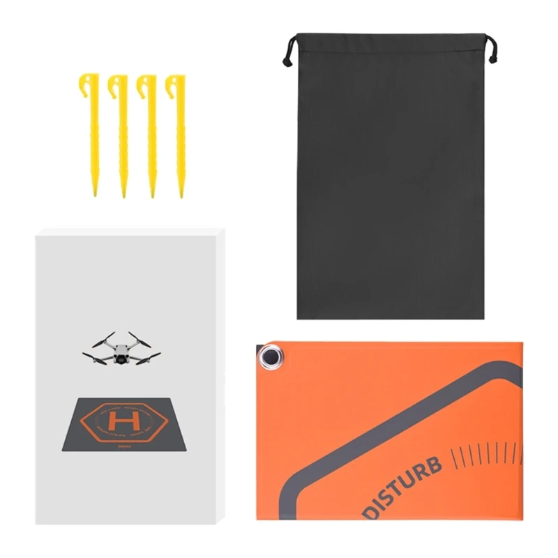 Portable UAV Landing Mat 50cm/65cm Water Resistant Two Color Helipad with Safety Warn Marking for Outdoor Flight