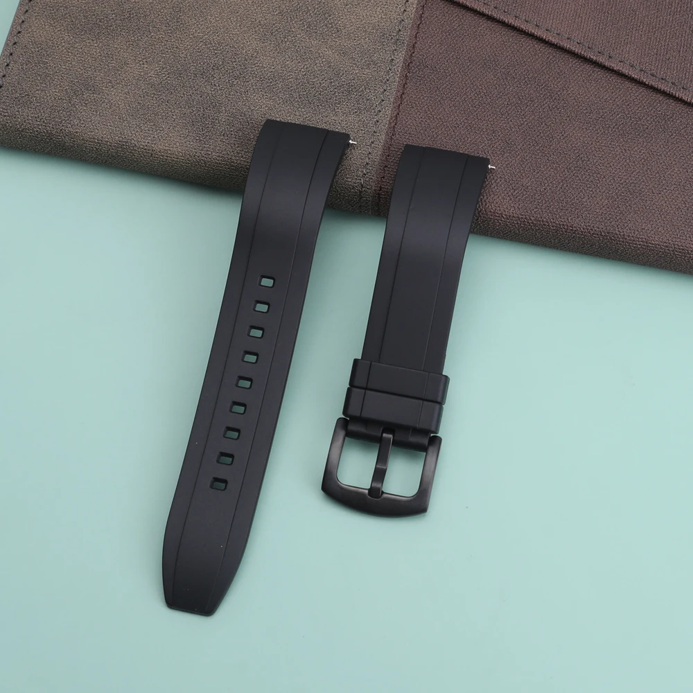 Quality Fluoro Rubber Watch Strap 18mm 19mm 20mm 21mm 22mm 24mm Sport Watchband Black Green Wristband With Quick Release Band
