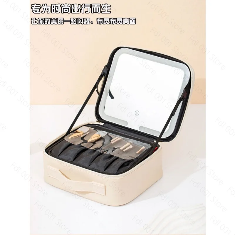 Women LED Lighted Makeup Case with Mirror Large Capacity Portable Travel Cosmetic Bag Detachable Organizer Storage Box - view 5