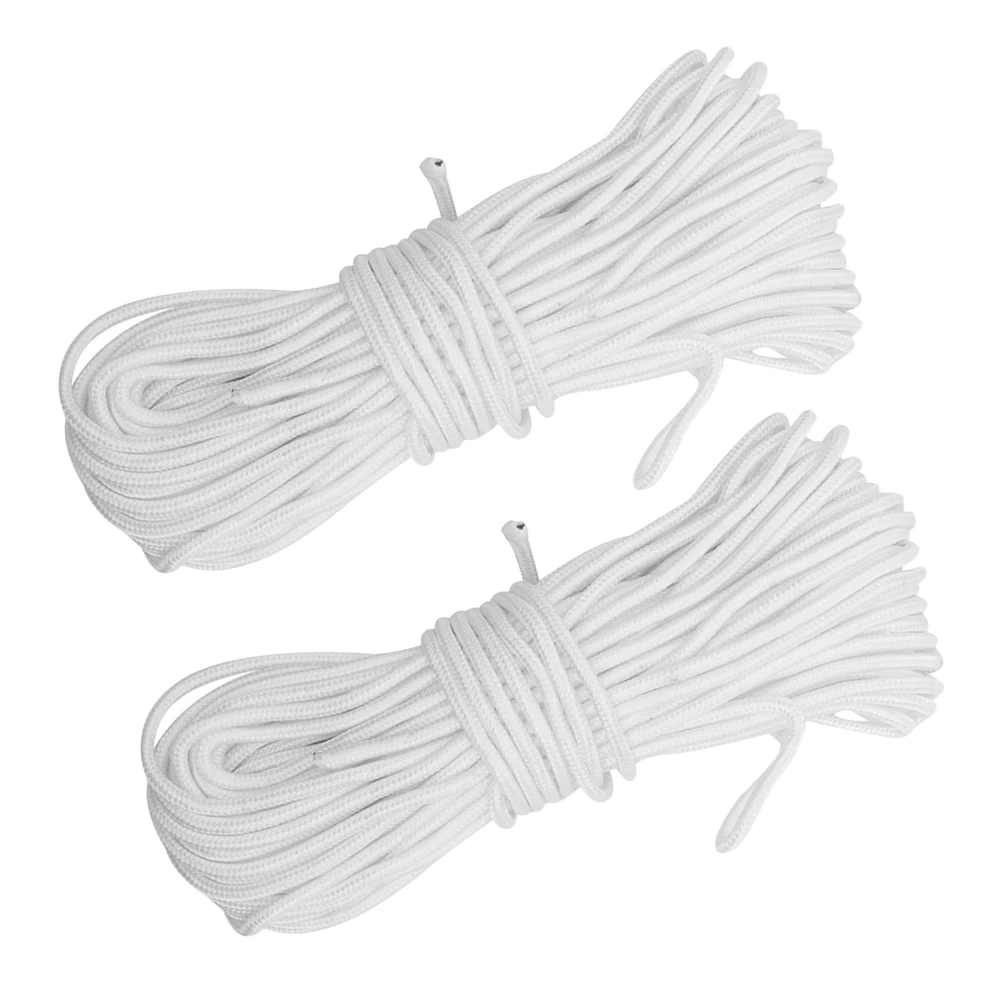 

2 Rolls Clothes Braided Rope Crafting Utility Binding White Nylon Camping Tent Travel