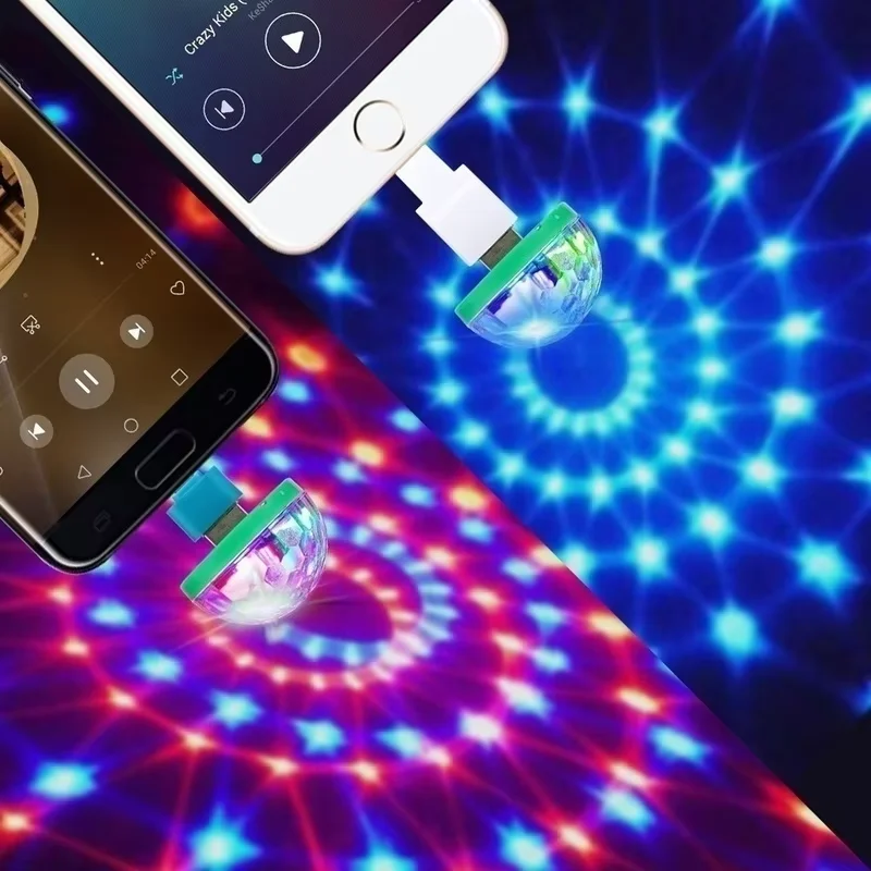 Mini 4W USB Colorful Atmosphere Car Light RGB Voice Control Magic Ball Light Party DJ Club Disco Portable Cell Phone Stage Light image 5