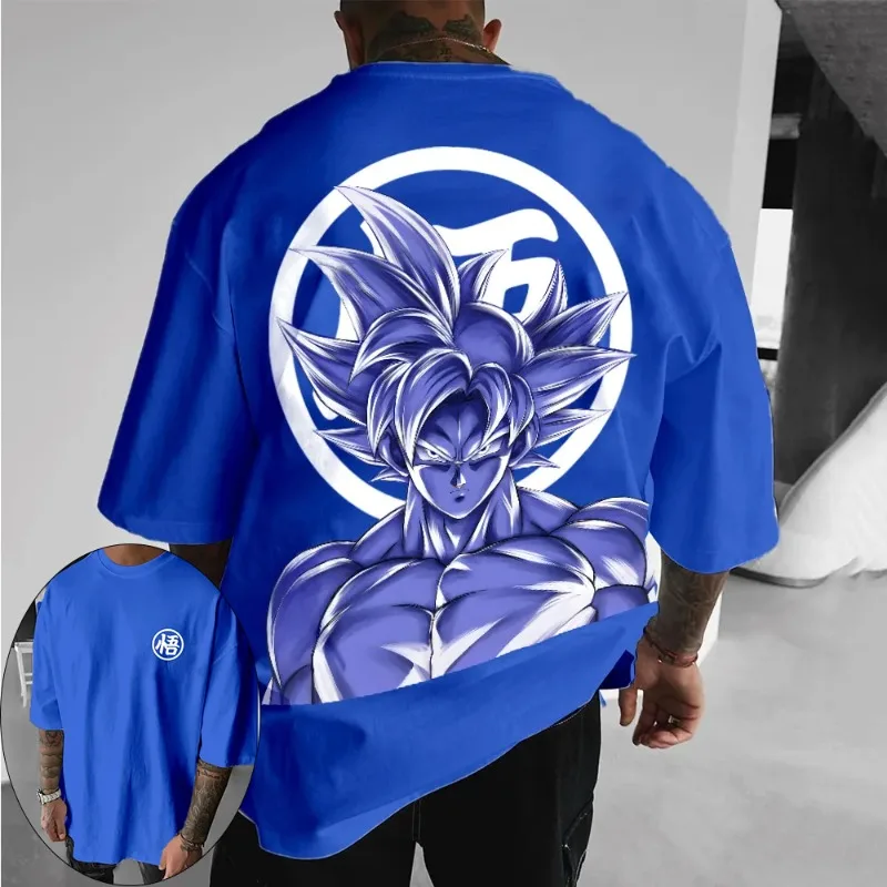 

Dragon Ball Men's T-Shirt Goku Japanese Animation Summer New Boys Children's Short Sleeve Cartoon Printed Parent-Child Clothing
