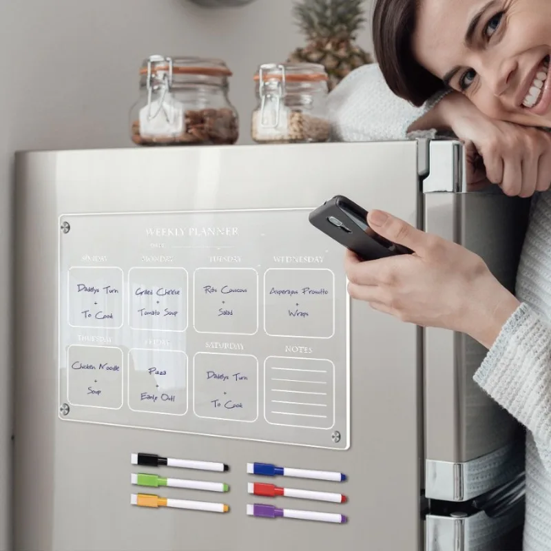 A3/A4 przezroczyste akrylowe magnesy na lodówkę kalendarz miesięczny terminarz tygodniowy przezroczysta lodówka magnetyczna spersonalizowana