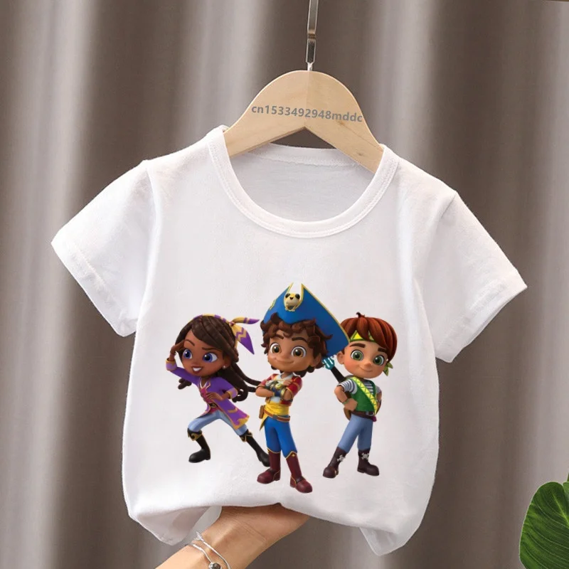 Hot Sale Santiago of The Seas Print Cartoon Kids T-Shirts Cute Girls Clothes Baby Boys Short Sleeve T shirt Summer Children Tops