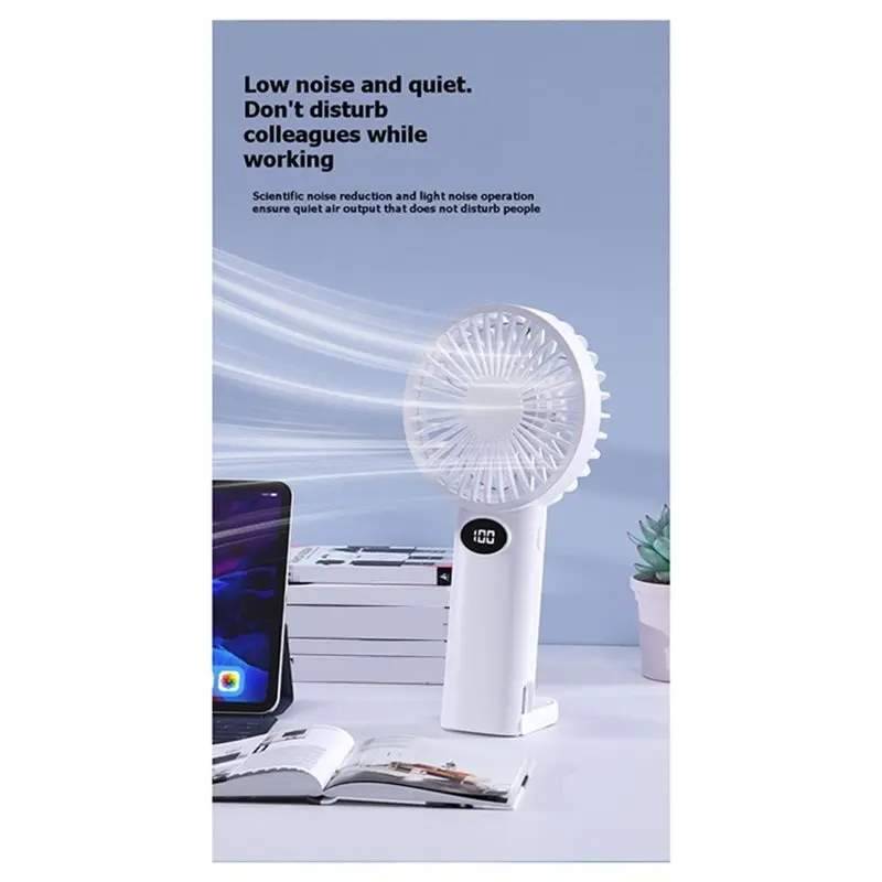 AC39-Portable Handheld Small Fan LCD Display With 6-Speed Wind Power Handheld/Vertical Multi-Purpose Small Fan W
