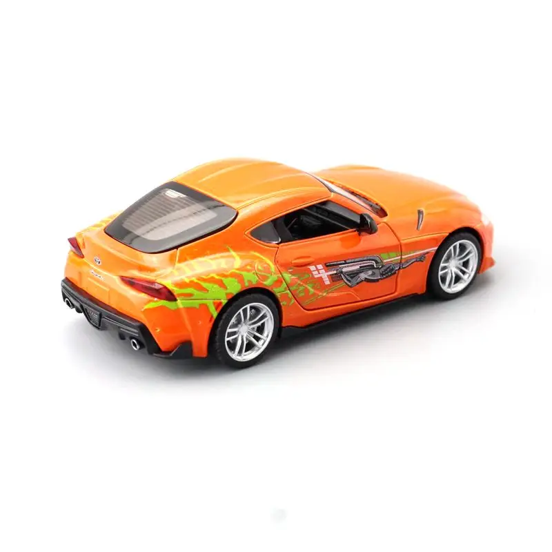 1:31 Toyota GR Supra Diecast Metal Toy Car Miniature Model Racing Pull Back Doors Openable Sound & Light Collection Gift for Boy