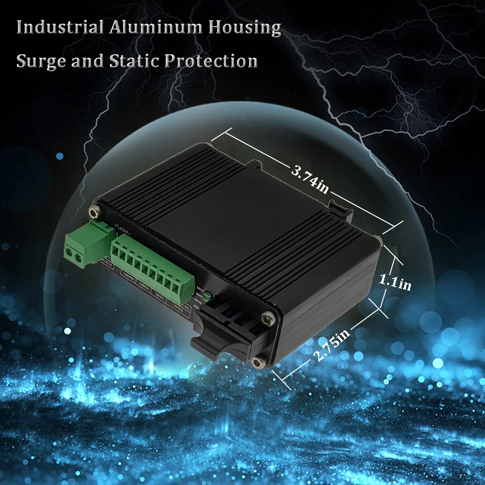 Industrial RS232 RS485 RS422 Optic Modem SC Single Mode Multi-mode High Speed Serial to Fiber Converter A Pair 12-48V DC