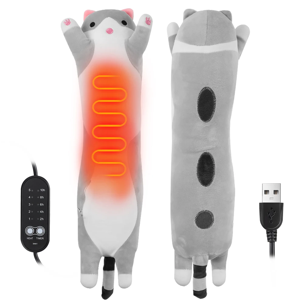 USB Charging Electric Heating Pad Period Heated Plush Cute Soft Cat Office Nap Pillow Lovely Cat Heating Pad For Gril Gift