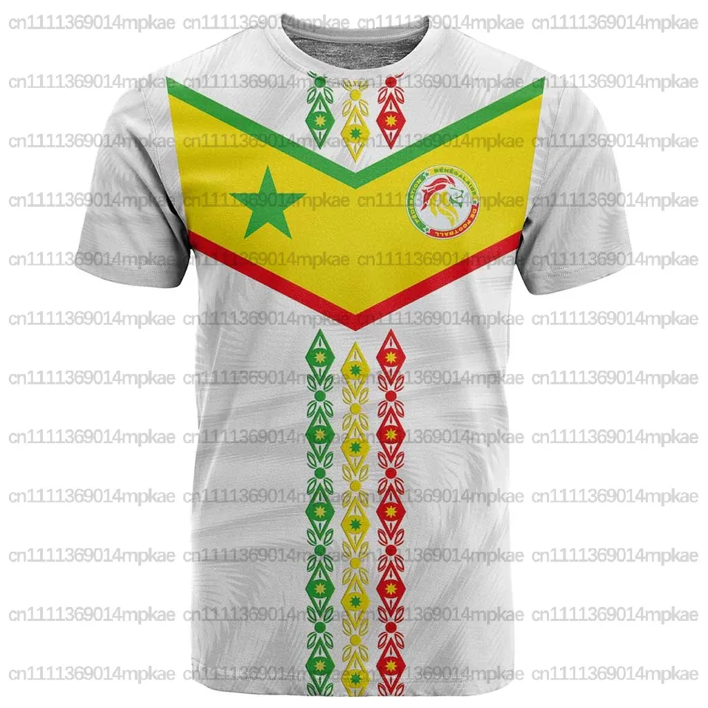 Camiseta de Manga Corta con Cuello Redondo para Hombre, Camiseta con Estampado Nacional de Senegal, Estilo Fútbol, Camiseta Sencilla, Corte Holgado, Camiseta Africana