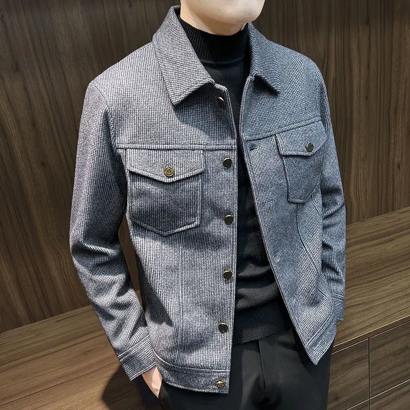 Men\'s Wool & Blends Jackets Slim Fit Solid Color Short Male Coats Joker Luxury Designer Harajuku Korean Reviews Many Casual Cold