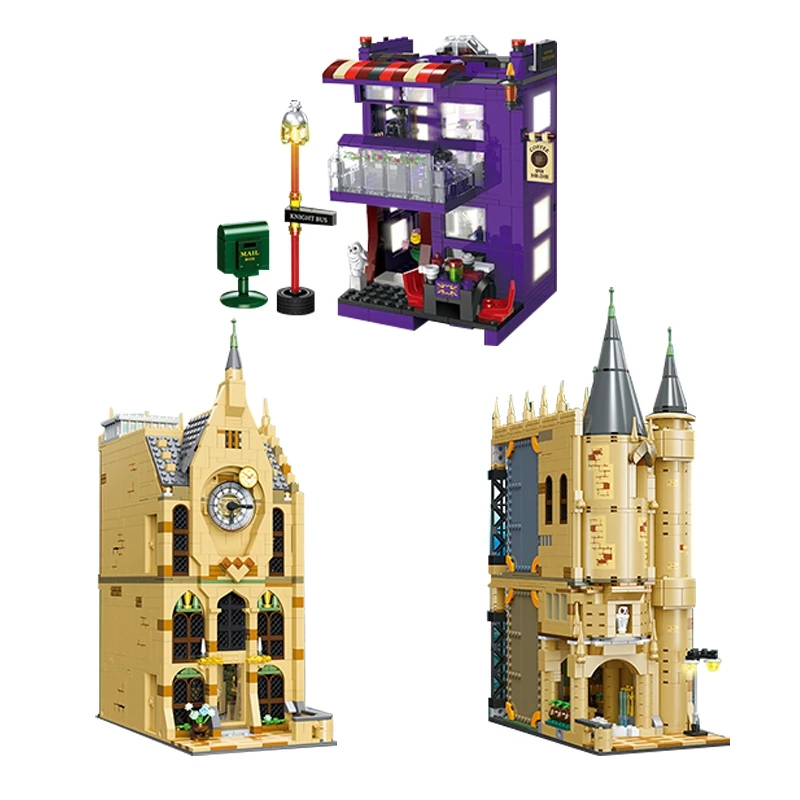 MOC Creative City Architecture Cafe Shop Castle Town House Building Blocks Street View Bricks Assembly DIY Toys for Kids Gifts