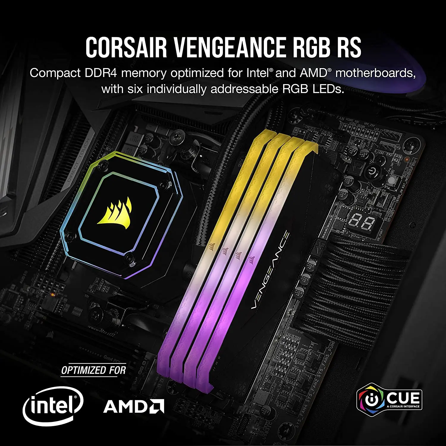 Corsair Vengeance RGB RS 16GB 8GB DDR4 3200MHz 3600MHz Desktop Memory (Dynamic RGB Lighting, ICUE Software Compatible)-BLACK