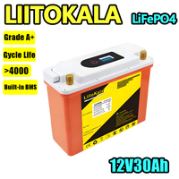 1-2PCS LiitoKala 12.8V 30Ah deep cycle LiFePO4 rechargeable battery pack with a lifespan of 4000 and built-in BMS protection