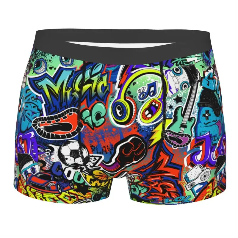 

Мужские боксеры, шорты, трусы с абстрактным гранж-граффити, гитара, музыкальное нижнее белье, мягкие дышащие трусы, трусы-боксеры большого размера