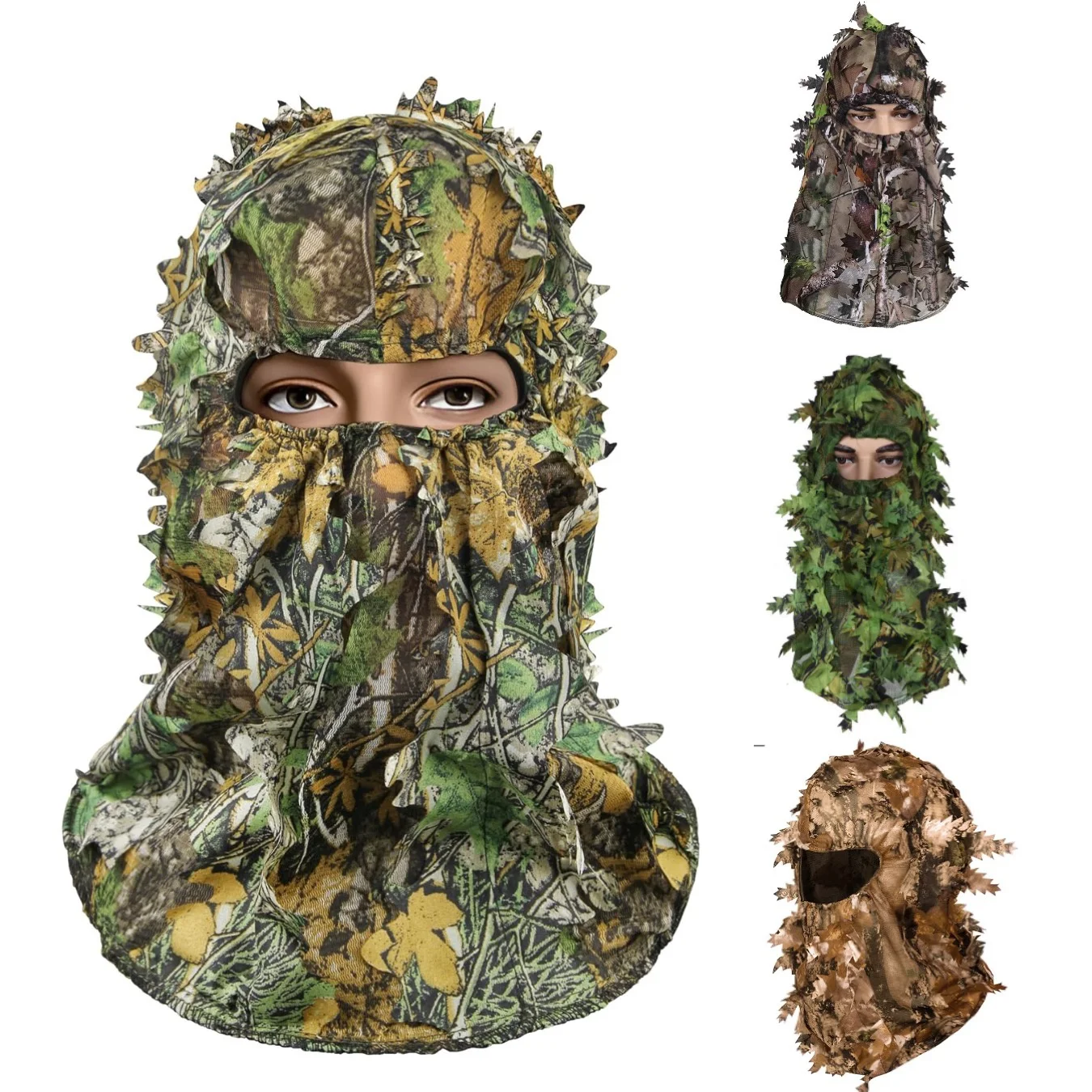Outdoor Camouflage Headgear, 3D Leaf Camouflage Full Face Hood